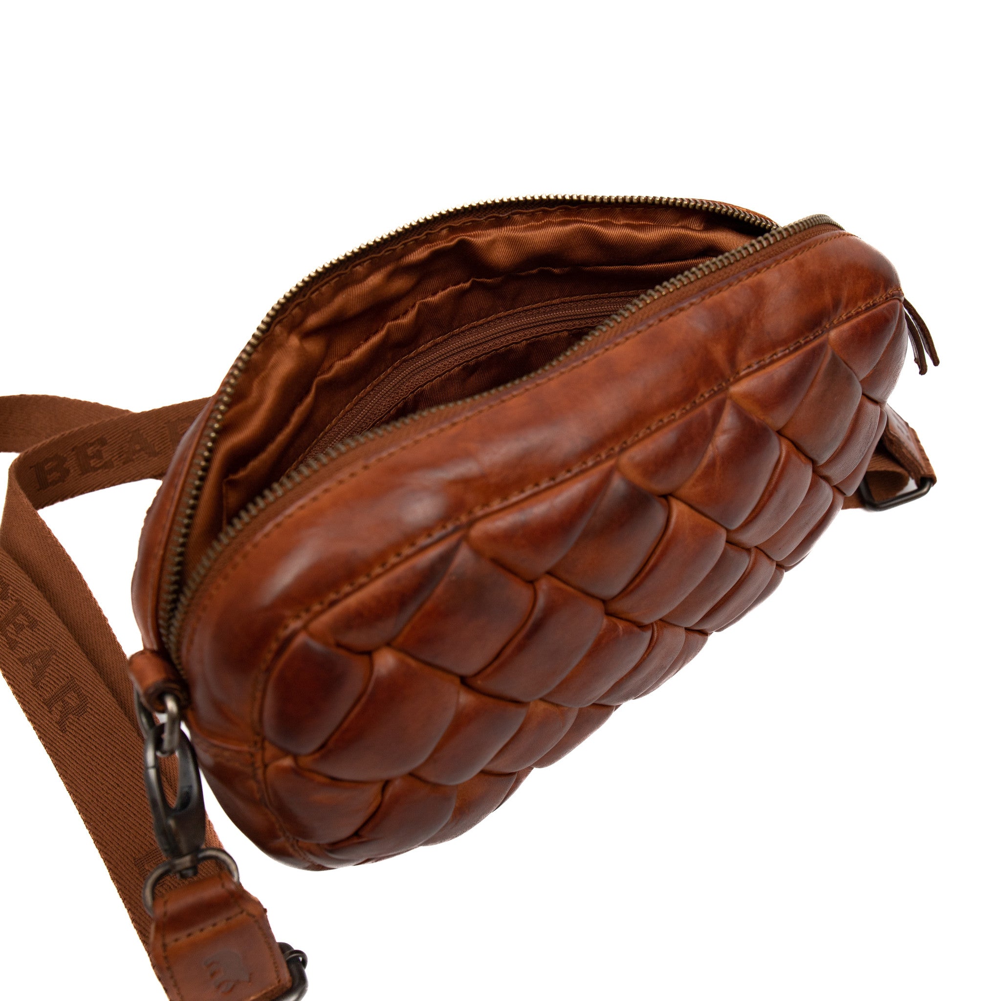 Braided shoulder bag 'Yuna' cognac - CL 42905