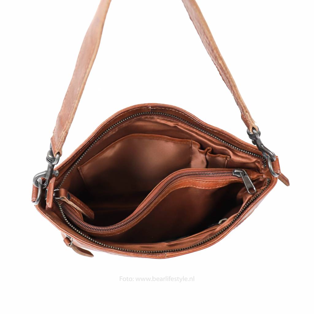 Hand/shoulder bag 'Angelica' cognac - CP 1536