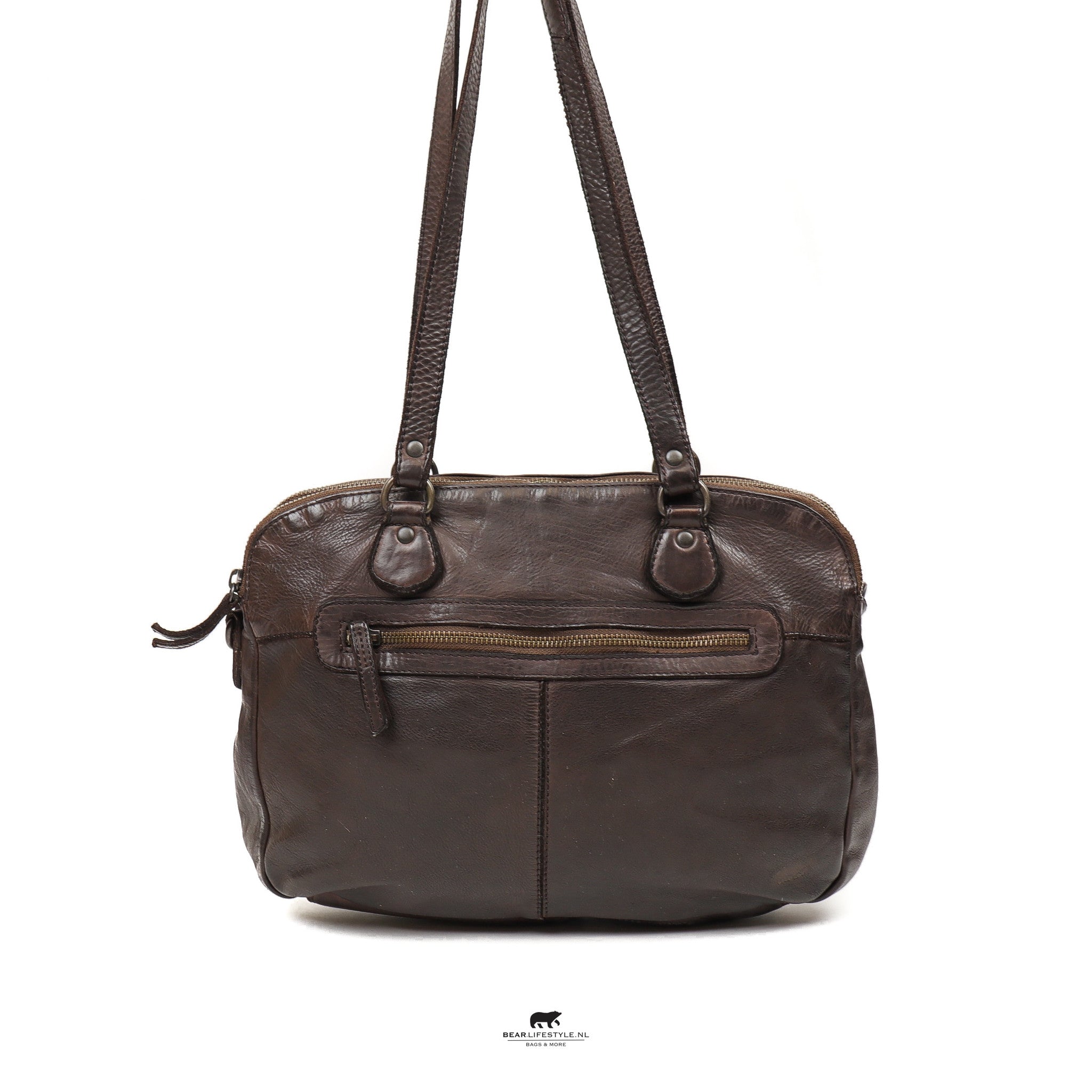Hand/shoulder bag 'Lieke' dark brown - CL 40085