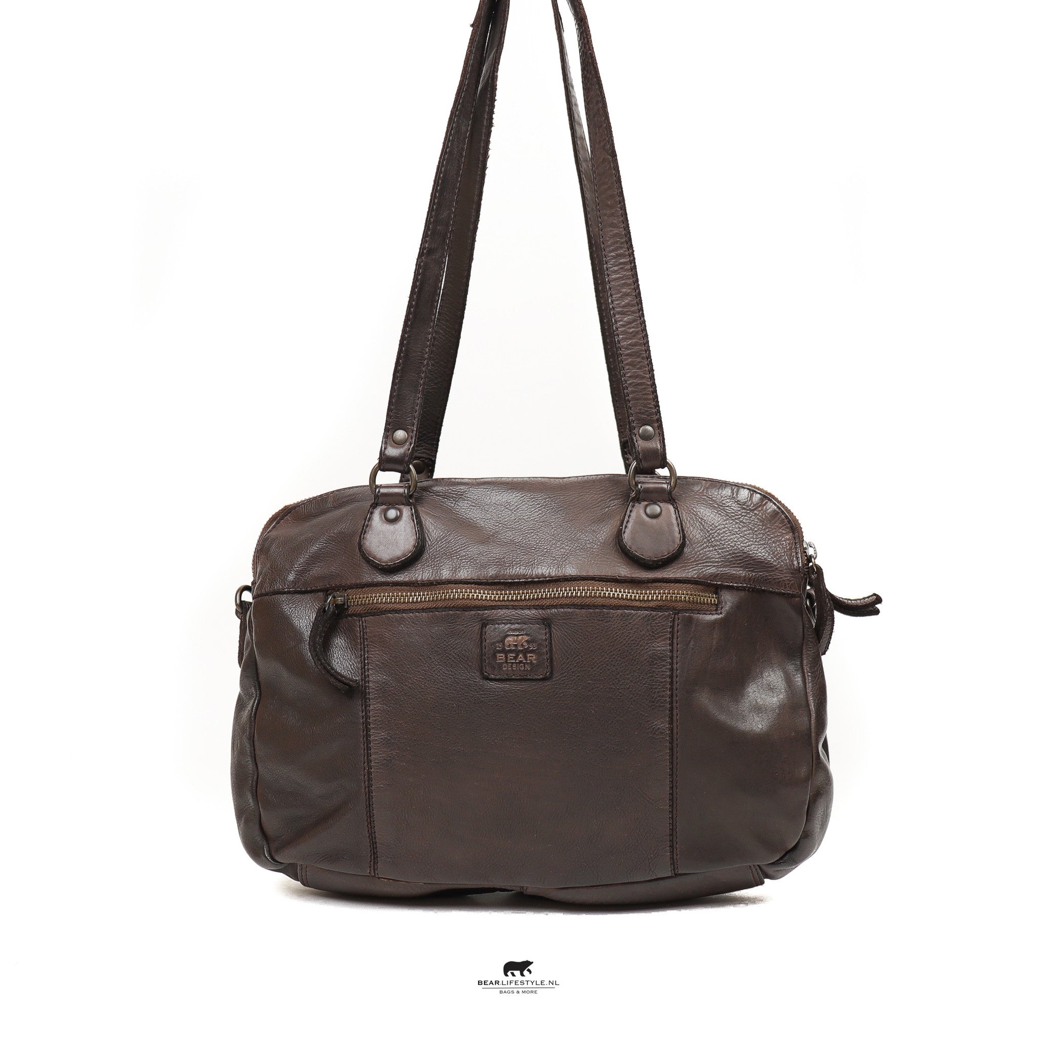 Hand/shoulder bag 'Lieke' dark brown - CL 40085