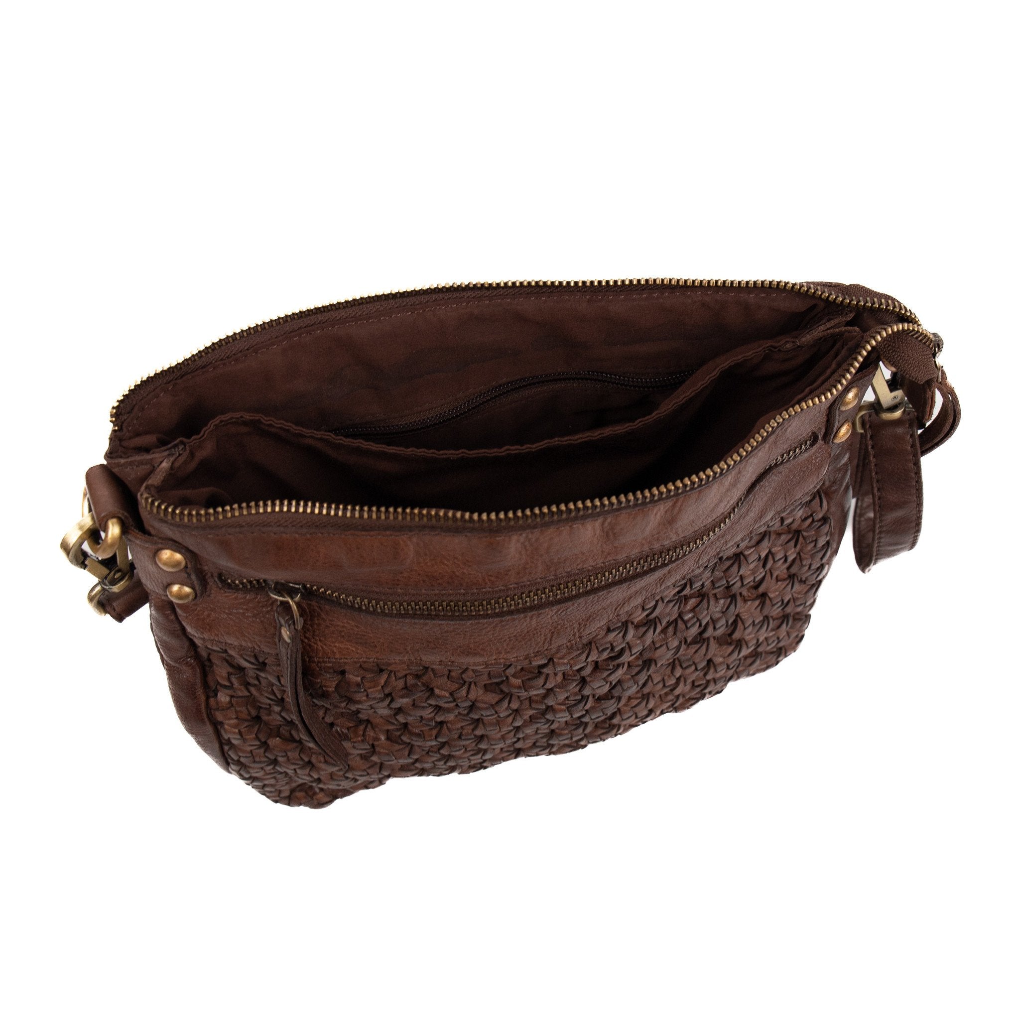 Braided shoulder bag 'Sita' dark brown - MJ 1762