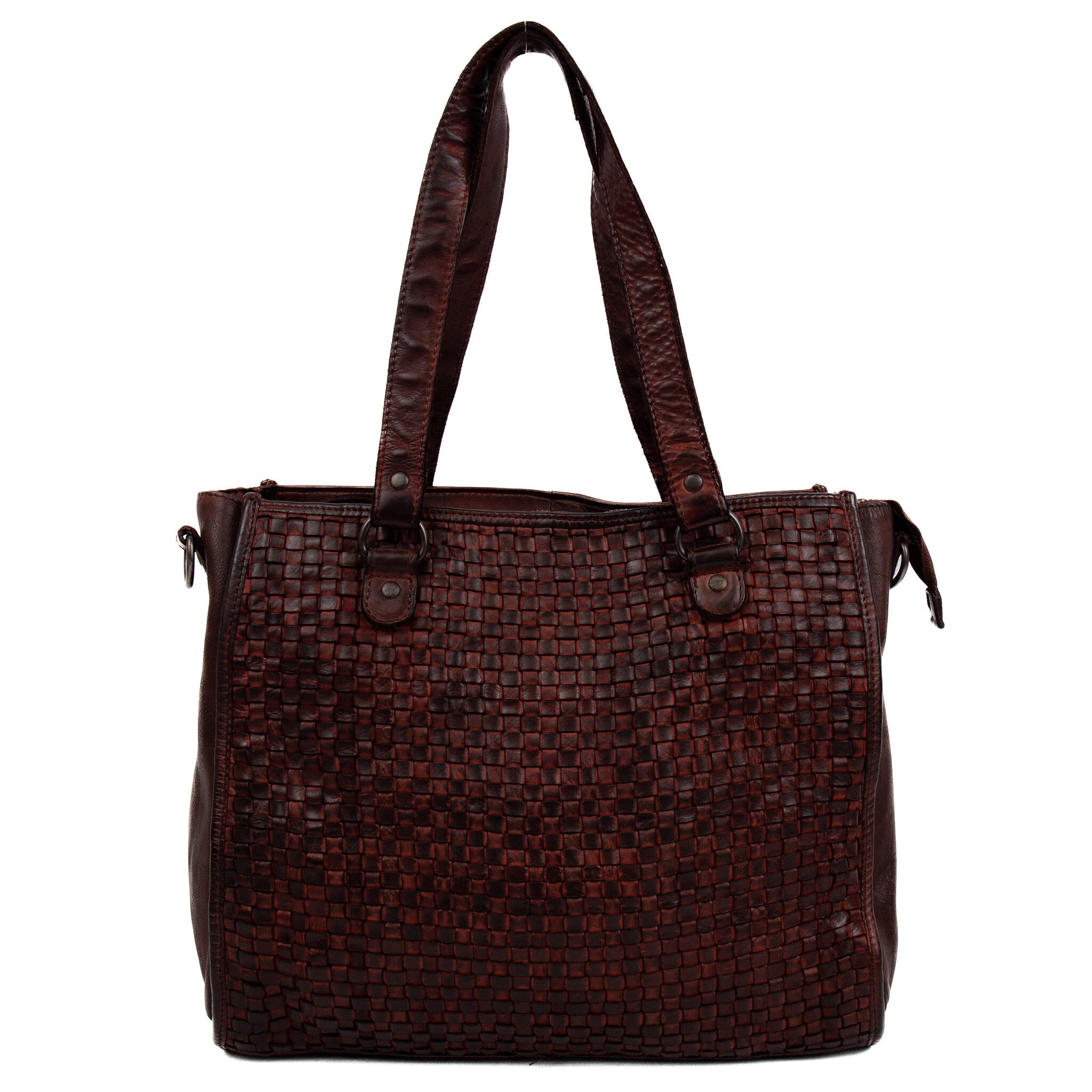 Braided hand/shoulder bag 'Lina' burgundy - CL 43371