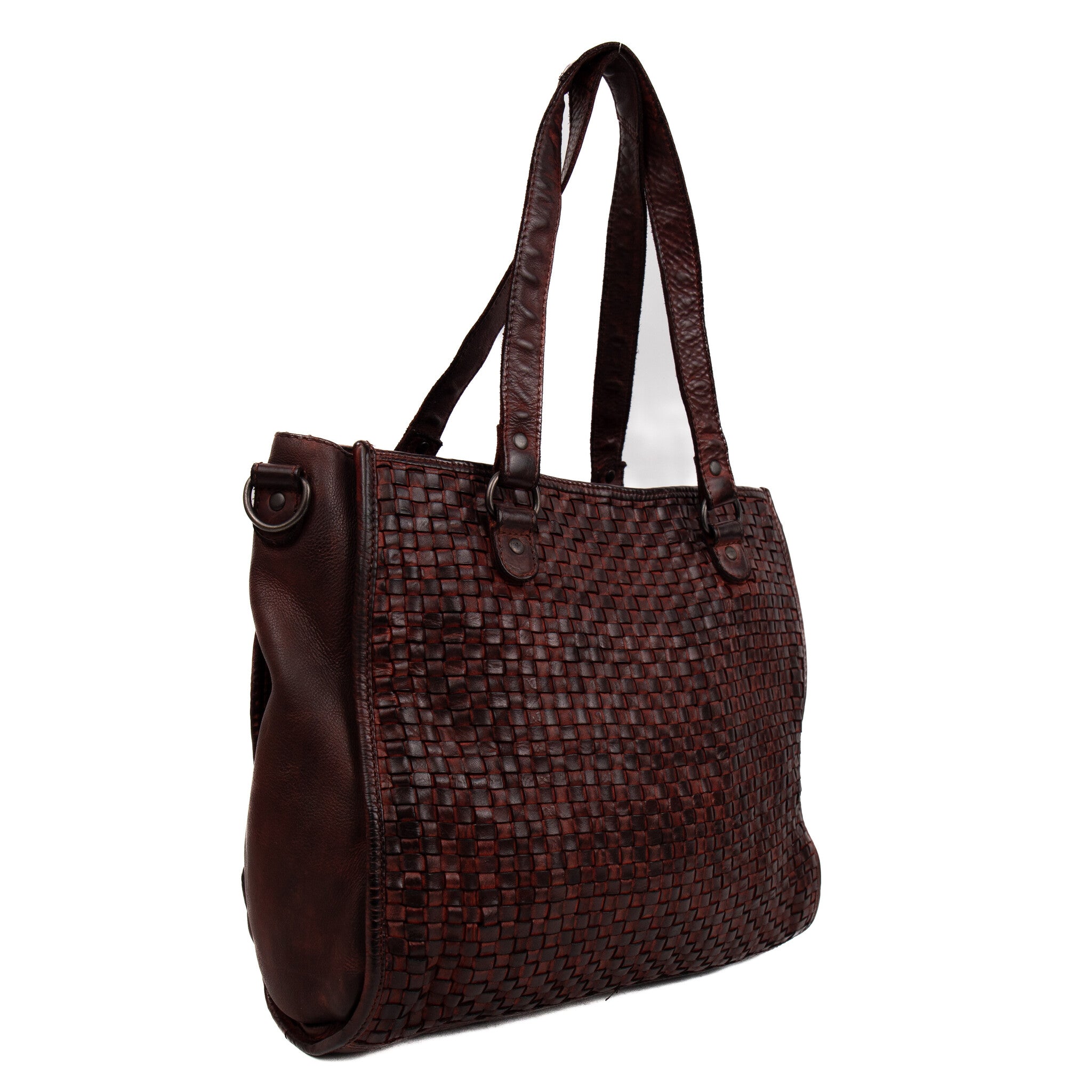 Braided hand/shoulder bag 'Lina' burgundy - CL 43371