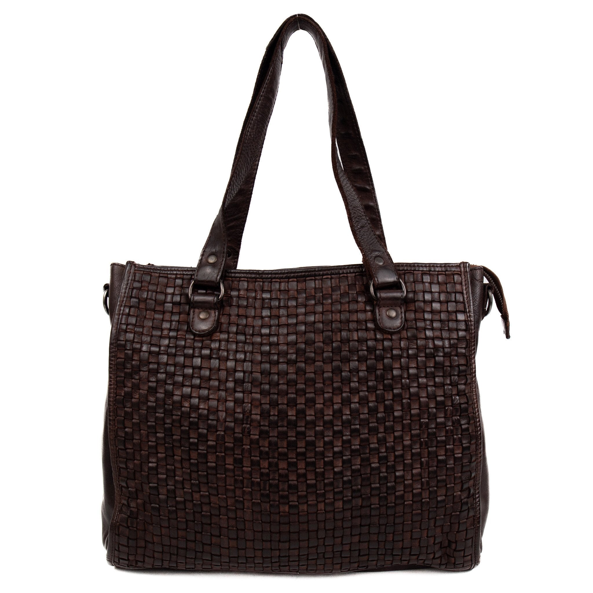 Braided hand/shoulder bag 'Lina' dark brown - CL 43371