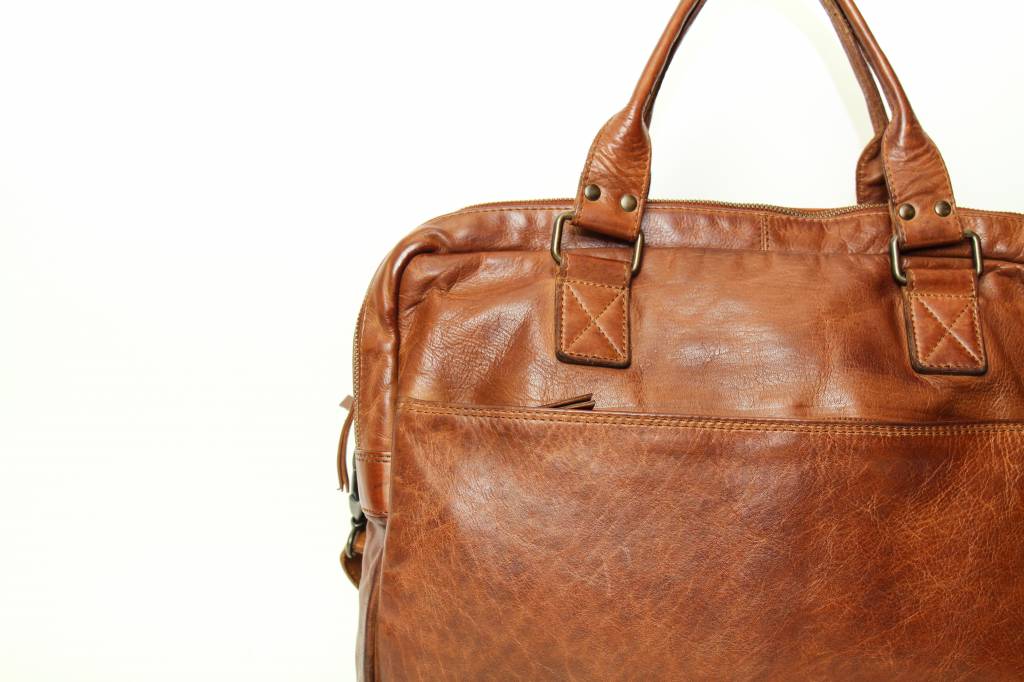 Laptop bag 'Leandro' cognac - CL 32843