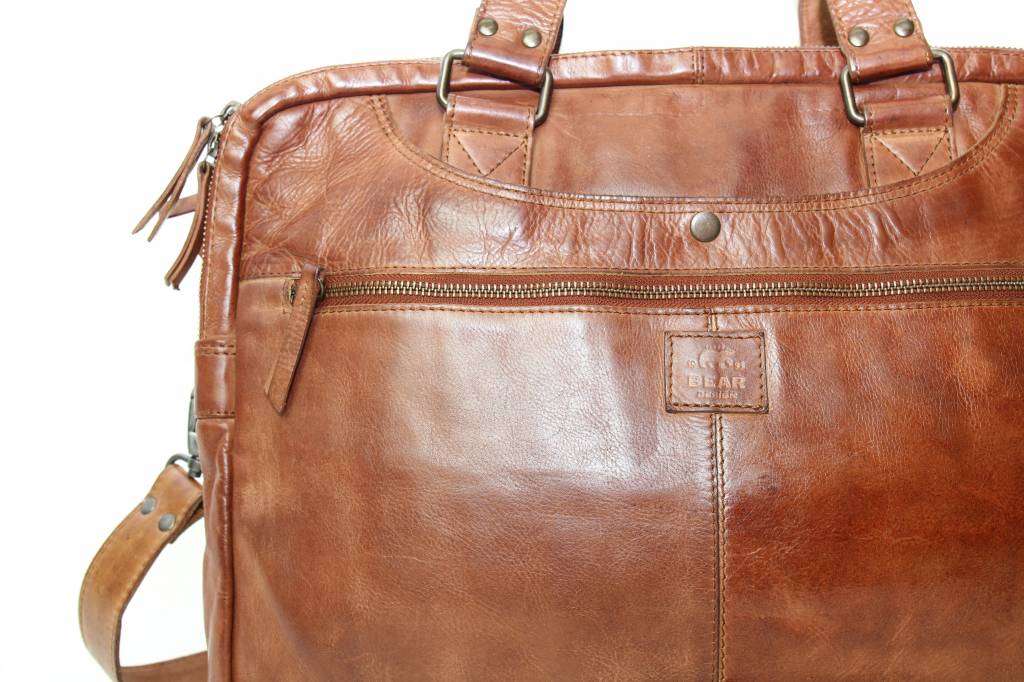 Laptop bag 'Leandro' cognac - CL 32843