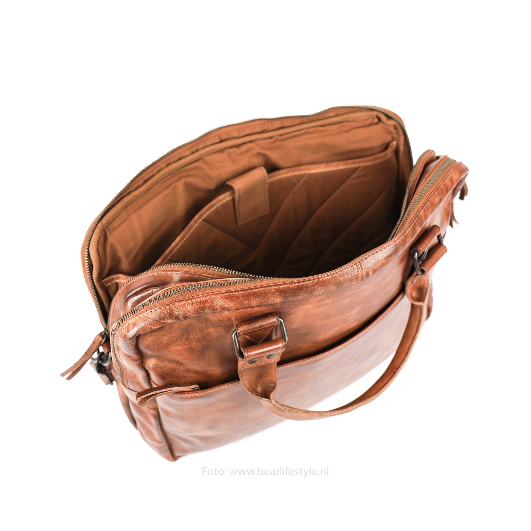 Laptop bag 'Leandro' cognac - CL 32843