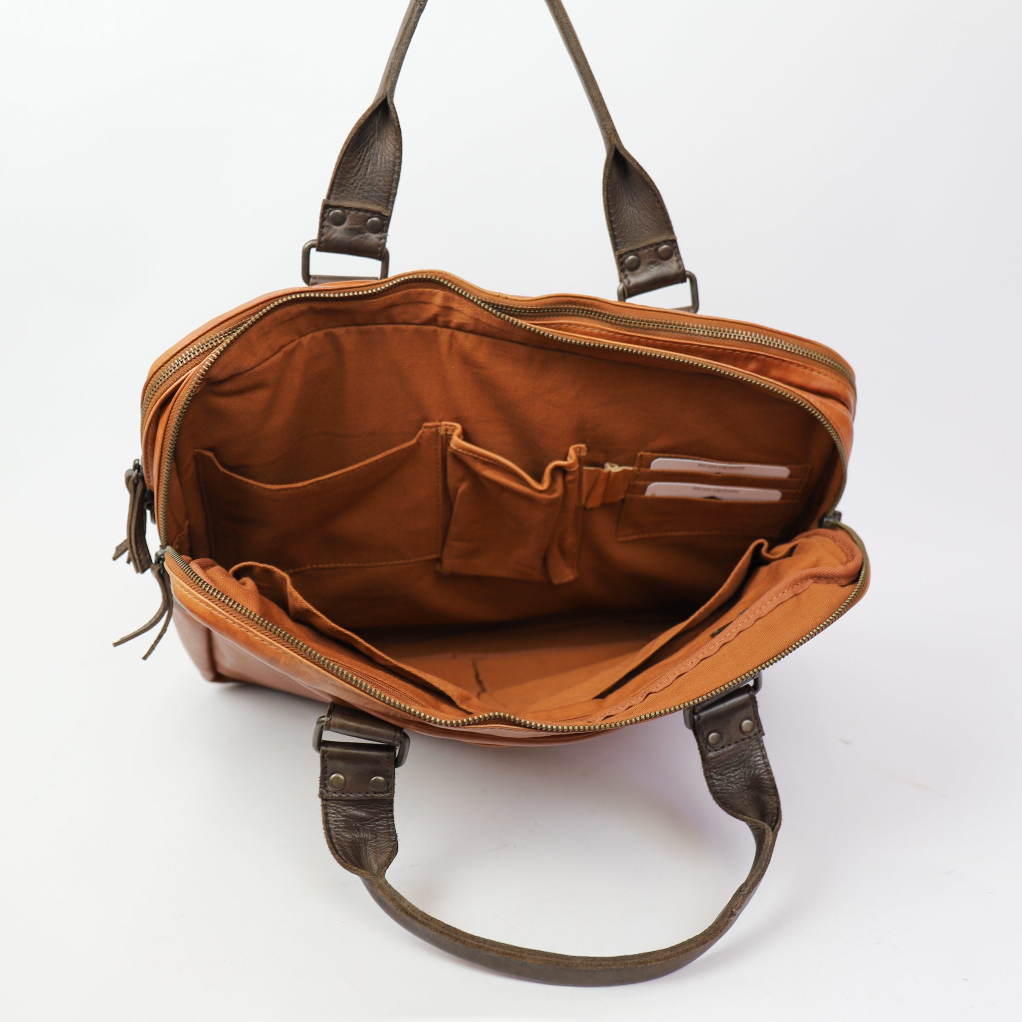 Laptop bag 'Leandro' cognac/dark brown - CL 32843