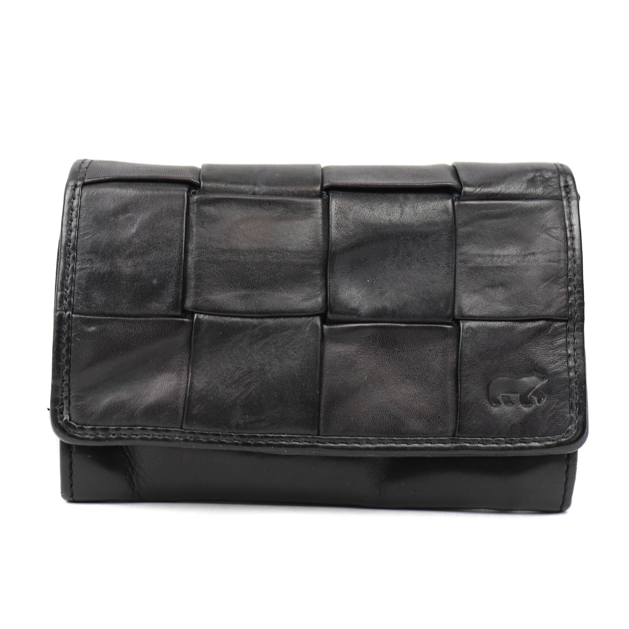 Wrap wallet 'Flappie' black braided - CL 19005