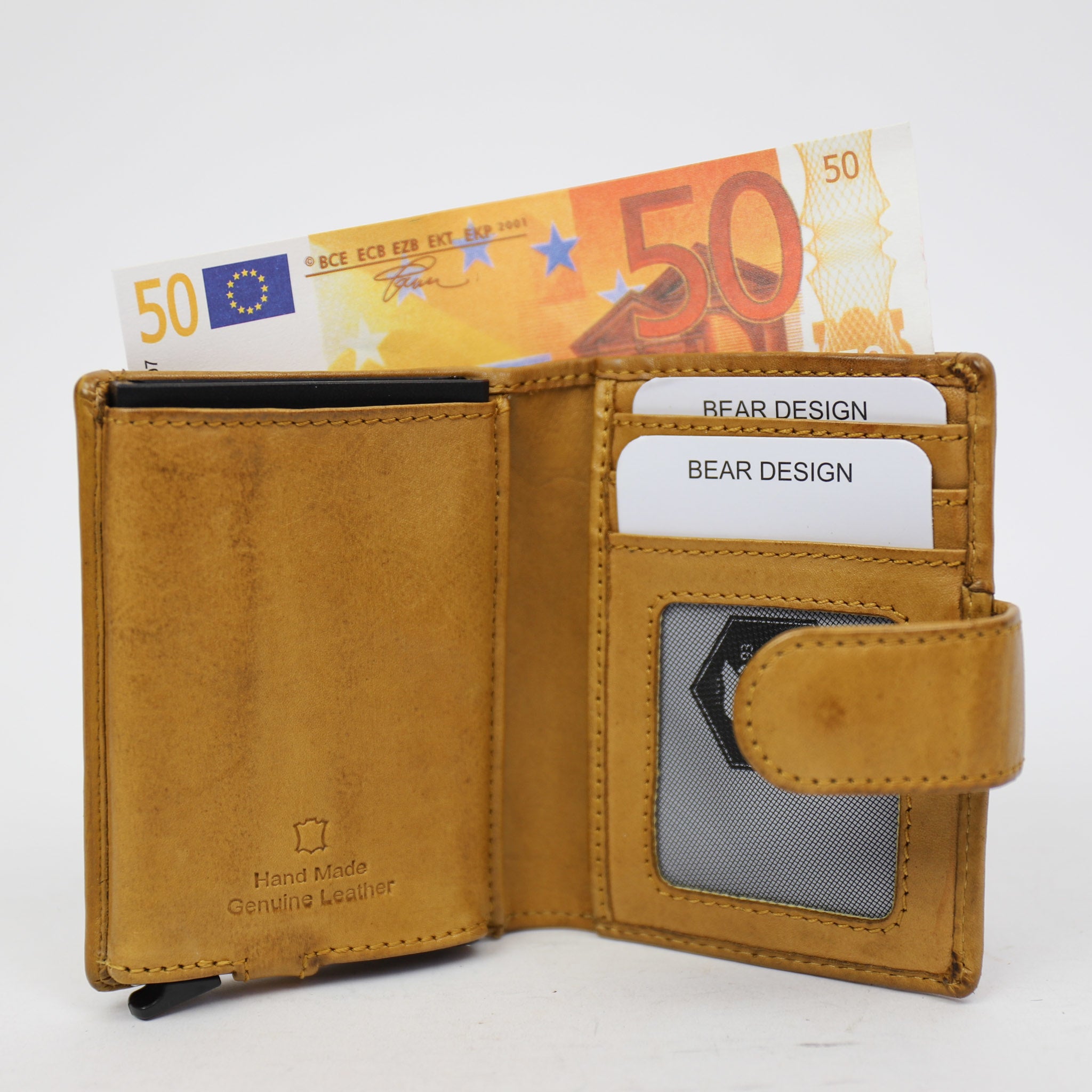 Leather Money-Clip Holder with RFID Protection in Genuine Leather – Brown  Bear