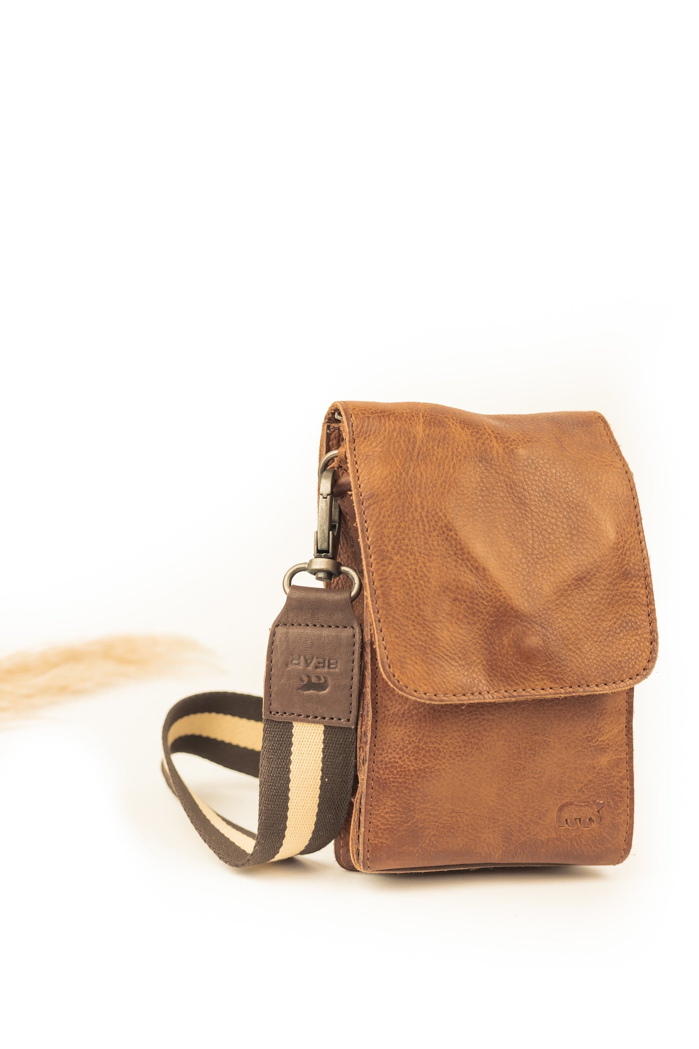 Bag strap 'Puck' bruin/wit
