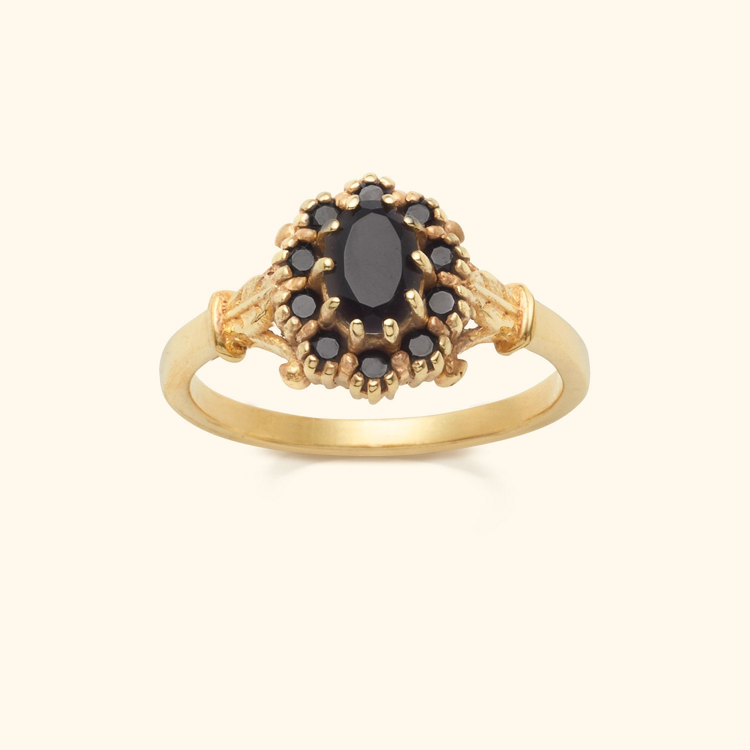 Vintage Onyx Flower ring